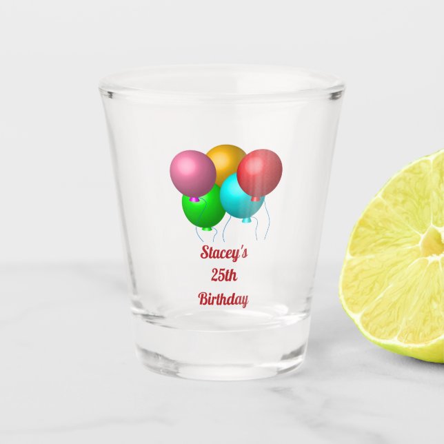 Verre A Shot Cinq ballons d'anniversaire personnalisés (Devant)