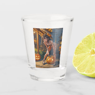 Verre A Shot Citrouille et chauve-souris d'Halloween Monstre Fi