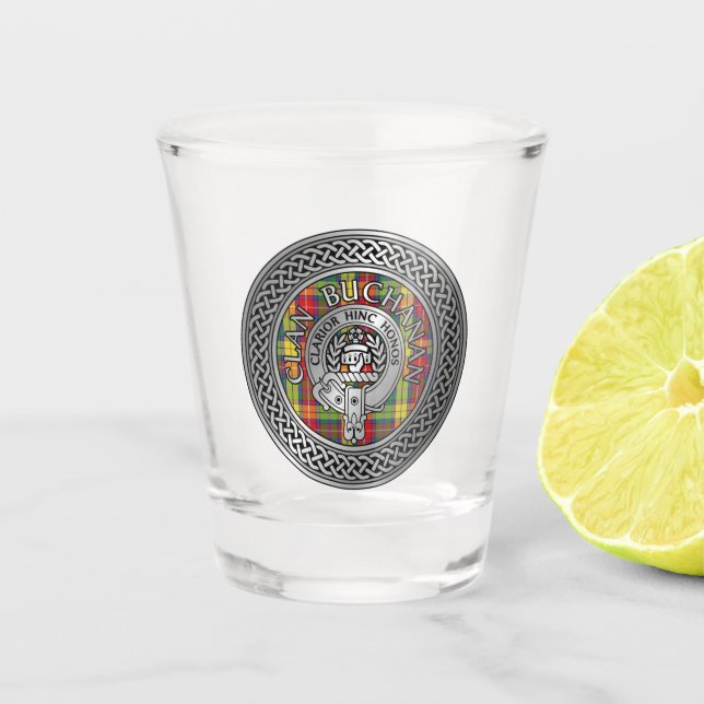 Verre A Shot Clan Buchanan Crest & Tartan Shot Glass (Devant)