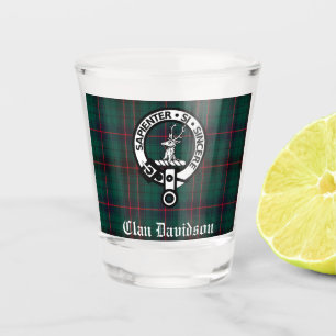 Verre A Shot Clan Davidson Crest Badge et Tartan personnalisabl