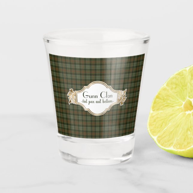 Verre A Shot Clan écossais original Gunn Patiné Tartan (Devant)