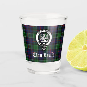 Verre A Shot Clan Leslie Crest Badge et Tartan