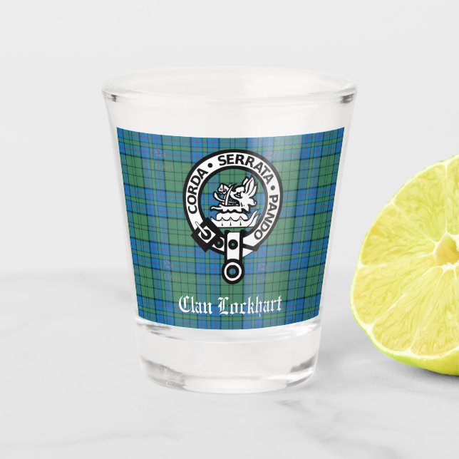 Verre A Shot Clan Lockhart Crest Badge & Tartan (Devant)