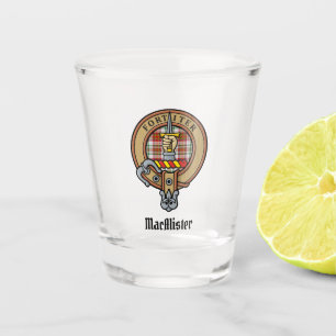 Verre A Shot Clan MacAlister Crest sur la robe Tartan Shot Glas