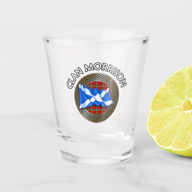Verre A Shot Clan Morrison Tartan Knot & Drapeau (Devant)