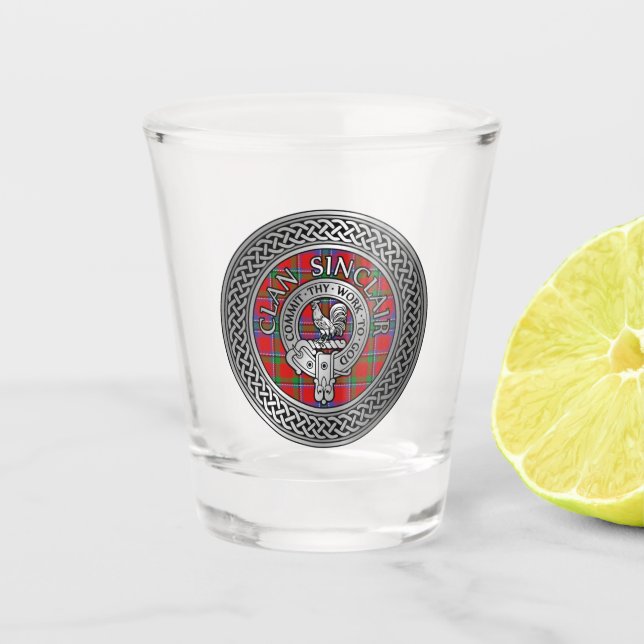 Verre A Shot Clan Sinclair Crest et Tartan Knot (Devant)