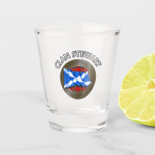 Verre A Shot Clan Stewart Tartan Knot & Flag