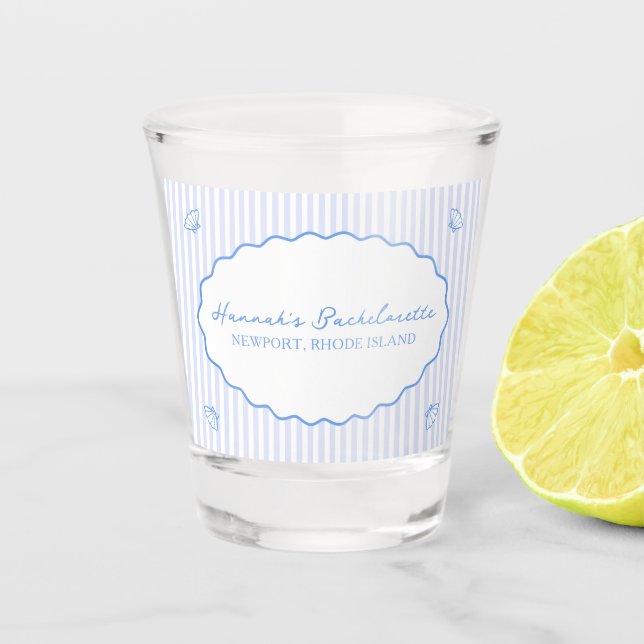 Verre A Shot Coastal Chic Blue Bachelorette Seersucer Shell (Devant)