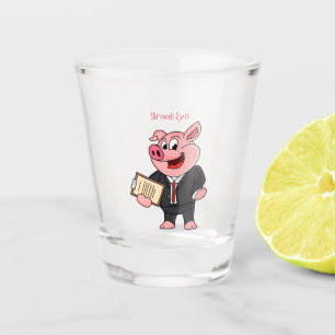 Verre A Shot Cochon amusant en costume d'affaires dessin animé