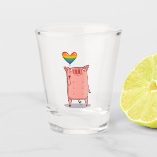 Verre A Shot Cochon Avec Ballot Arc-En-Ciel