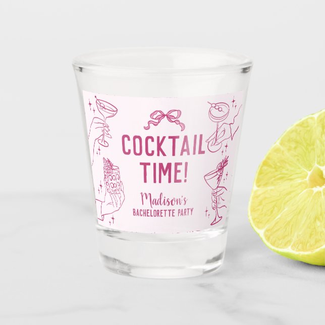 Verre A Shot Cocktail rose Retro Bachelorette Faveurs (Devant)