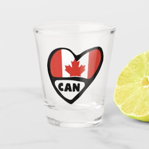 Verre A Shot Code pays du Canada Coeur du drapeau, CAN