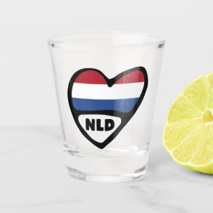 Verre A Shot Code pays Pays-Bas Coeur du drapeau, NLD