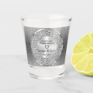 Verre A Shot Coeur Argent Et Diamants Blancs - Anniversaire