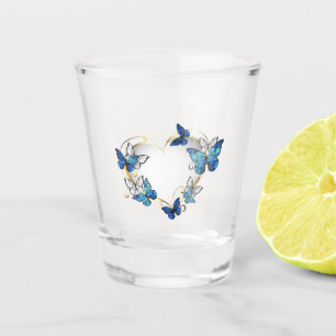 Verre A Shot Coeur bijoux avec papillons Morpho