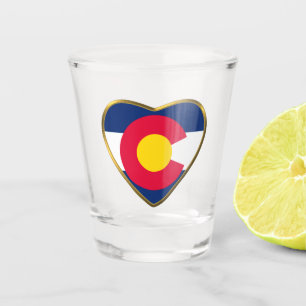 Verre A Shot Coeur de drapeau d'état du Colorado