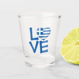 Verre A Shot Coeur du drapeau grec