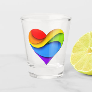 Verre A Shot Coeur en forme de SlipperyJoe arc-en-ciel rouge or