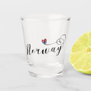 Verre A Shot Coeur norvégien de drapeau, Norvège