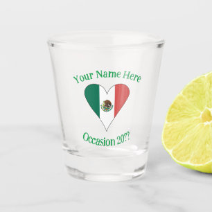 Verre A Shot Cœur personnalisé avec drapeau mexicain 