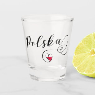 Verre A Shot Coeur polonais de drapeau, Polska, Pologne