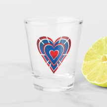 Coeur rouge blanc et bleu