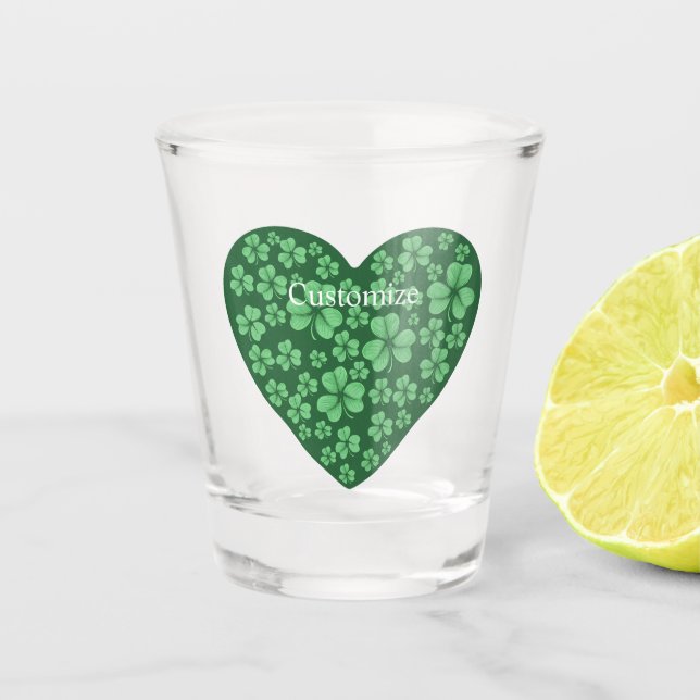 Verre A Shot Coeur Shamrock vert Saint Patrick's Day  (Devant)