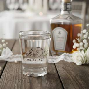 Verre A Shot Cœurs de calligraphie ornée Mariée ID1025