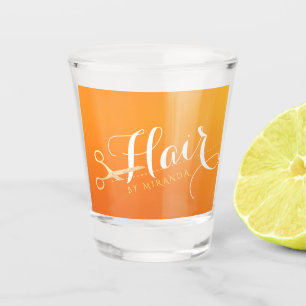 Verre A Shot Coiffeur Salon de maquillage Chic Orange Ciseaux o