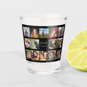 Verre A Shot Collage photo famille noir personnalisé