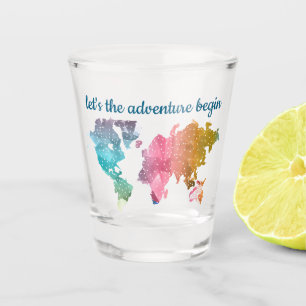 Verre A Shot Commençons l'aventure Carte du monde géométrique