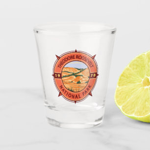 Verre A Shot Compas rétro du parc national Theodore Roosevelt