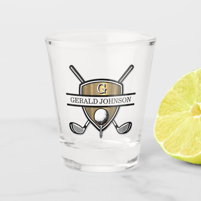 Verre A Shot Conception élégante de monogramme de golf personna (Devant)