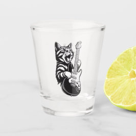 Verre A Shot Cool Music Love | Rock Cat Playing Electric Guitar