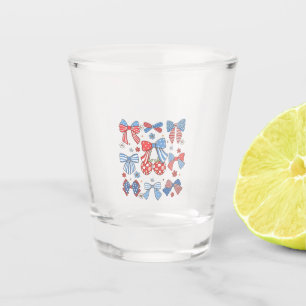 Verre A Shot Coquette Bow 4 juillet USA American Patriotic