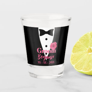 Verre A Shot Costume de mariage smoking personnalisé fleur rose