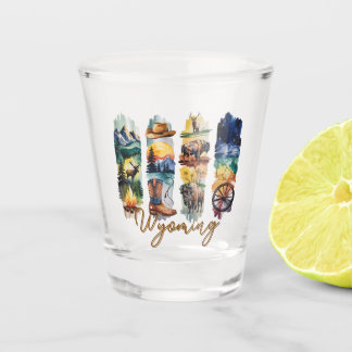 Verre A Shot Coups de pinceau pittoresques du Wyoming