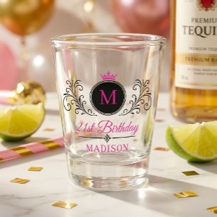 Verre A Shot Couronne de crête de monogramme de nom personnalis