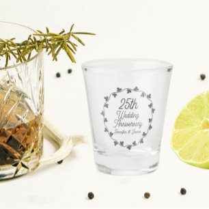 Verre A Shot Couronne de lierre pour les 25 ans de mariage