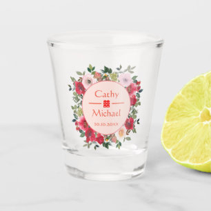 Verre A Shot Couronne florale rouge mariage chinois moderne