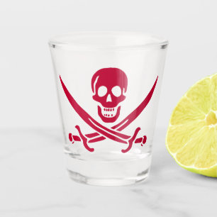 Verre A Shot Crâne et épées de Crimson Drapeau pirate de Calico