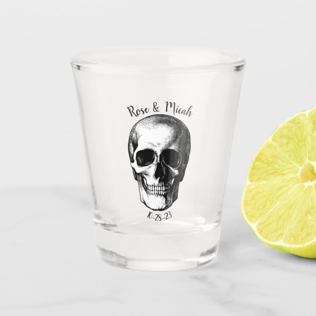 Verre A Shot Crâne gothique Halloween Mariage Tir (Devant)