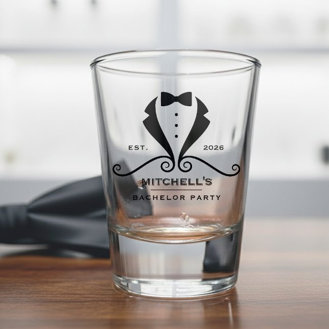 Verre A Shot Cravate de smoking de costume de tenue de bachelie (Bachelor Party Tuxedo Suit Bowtie Groom Wedding Shot Glass
)