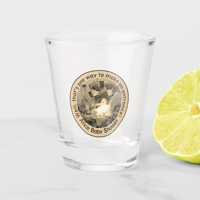Verre A Shot Cream Cesarean Birth Personalized Baby Shower Gift (Devant)