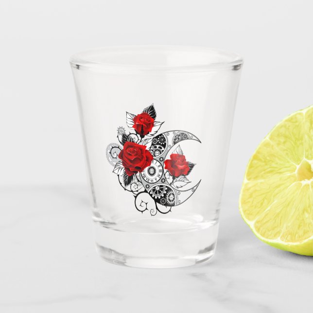 Verre A Shot Croissant mécanique avec roses rouges (Devant)