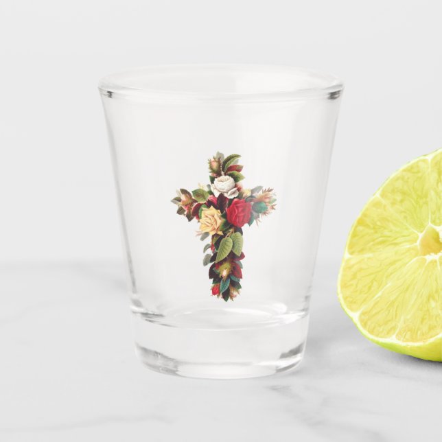 Verre A Shot Croix de Rose (Devant)