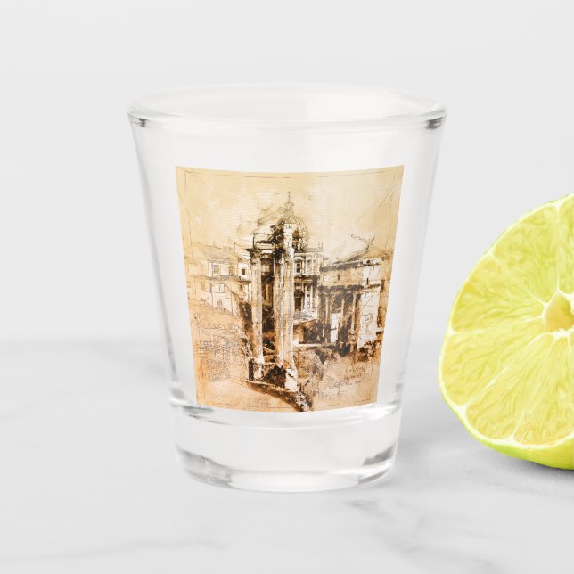 Verre A Shot Croquis romain de forum (Devant)