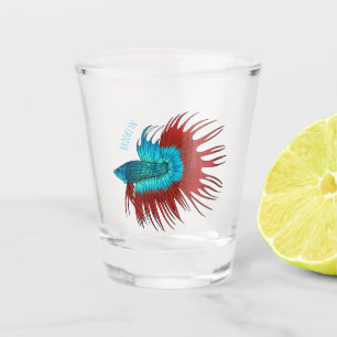 Verre A Shot Crowntail betta fish dessin animé