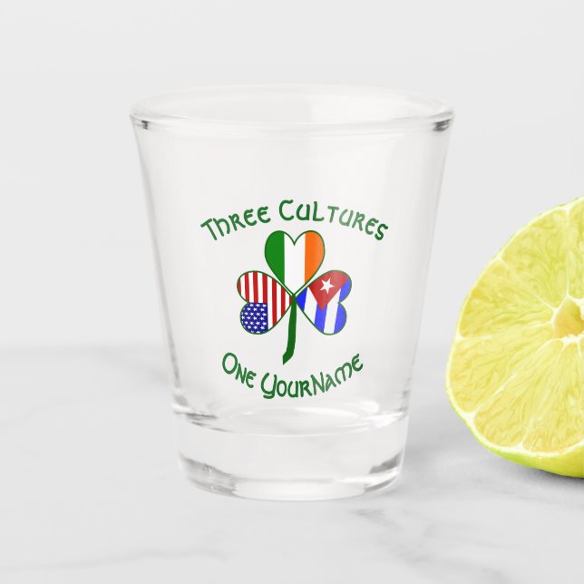 Verre A Shot Cuba irlandais Amérique drapeaux Shamrock personna (Devant)