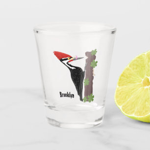 Verre A Shot Cue drôle Pileated woodpecker dessin d'illustratio